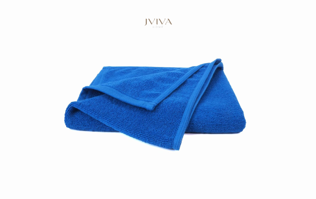 Jviva - ผ้าขนหนูคอตตอน ผ้าเช็ดหน้า/ผ้าเช็ดผม (Hotel Collection) - สีน้ำเงิน