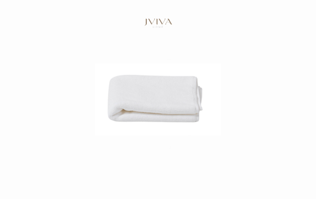 ผ้าเช็ดหน้าคอตตอน Luxe  ขนาด 12x12 นิ้ว (1.5 ปอนด์) - ลายเรียบ (Plain) สีขาว Crystal White