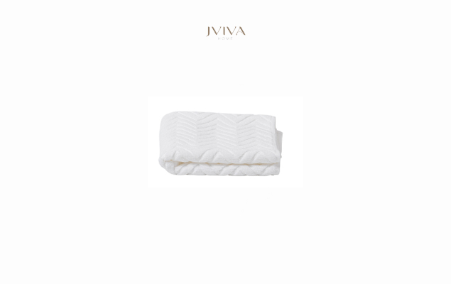 ผ้าเช็ดหน้าคอตตอน Luxe  ขนาด 12x12 นิ้ว (1.5 ปอนด์) - ลายซิกแซก (Chevron) สีขาว Crystal White