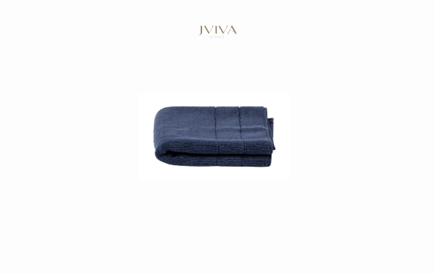 ผ้าเช็ดหน้าคอตตอน Luxe  ขนาด 12x12 นิ้ว (1.5 ปอนด์) - ลายร่องคู่ (Parallel) สีกรมท่า Navy Peony