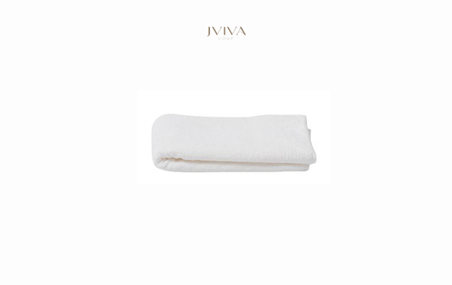 ผ้าเช็ดผมคอตตอน Luxe  ขนาด 15x30 นิ้ว (3.5 ปอนด์) - ลายเรียบ (Plain) สีขาว Crystal White