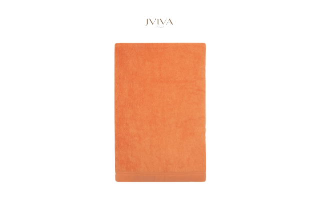 ผ้าเช็ดหน้าใยไผ่ 100% ขนาด 13x13 นิ้ว สีส้ม Orange Sherbet