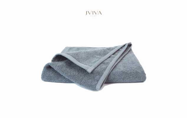 Jviva - ผ้าขนหนูเช็ดหน้า / ผ้าเช็ดผมคอตตอน (Hotel Collection)  -  สีเทา