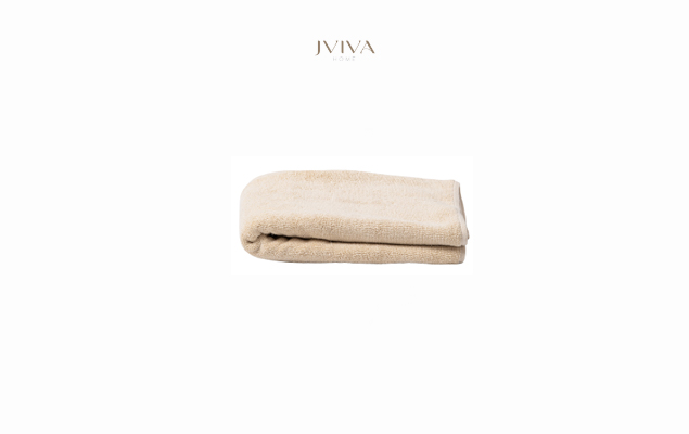 ผ้าเช็ดผมคอตตอน Luxe  ขนาด 15x30 นิ้ว (3.5 ปอนด์) - ลายเรียบ (Plain) สีเบจ Beige Bone