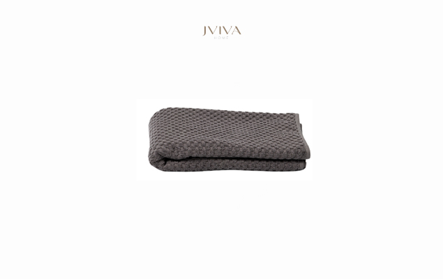 ผ้าเช็ดผมคอตตอน Luxe  ขนาด 15x30 นิ้ว (3.5 ปอนด์) - ลายจุด (Dotted) สีเทา Grey Charcoal