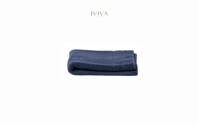 ผ้าเช็ดผมคอตตอน Luxe  ขนาด 15x30 นิ้ว (3.5 ปอนด์) - ลายร่องคู่ (Parallel) สีกรมท่า Navy Peony