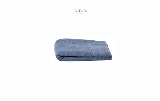 ผ้าเช็ดผมคอตตอน Luxe  ขนาด 15x30 นิ้ว (3.5 ปอนด์) - ลายร่องคู่ (Parallel) สีฟ้า Dusty Blue