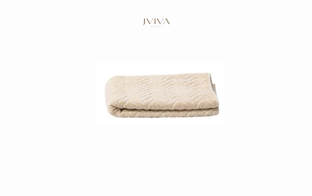 ผ้าเช็ดผมคอตตอน Luxe  ขนาด 15x30 นิ้ว (3.5 ปอนด์) - ลายซิกแซก (Chevron) สีเบจ Beige Bone