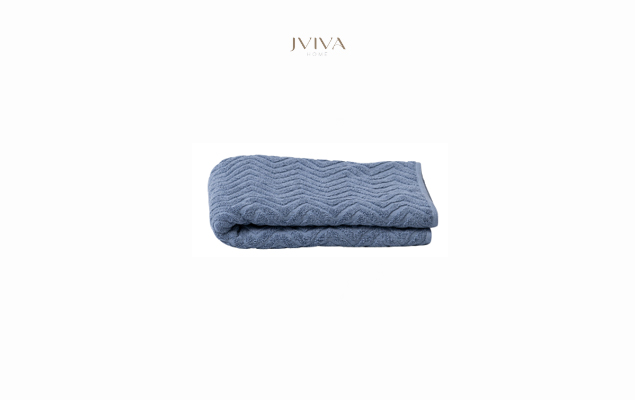 ผ้าเช็ดผมคอตตอน Luxe  ขนาด 15x30 นิ้ว (3.5 ปอนด์) - ลายซิกแซก (Chevron)  สีฟ้า Dusty Blue