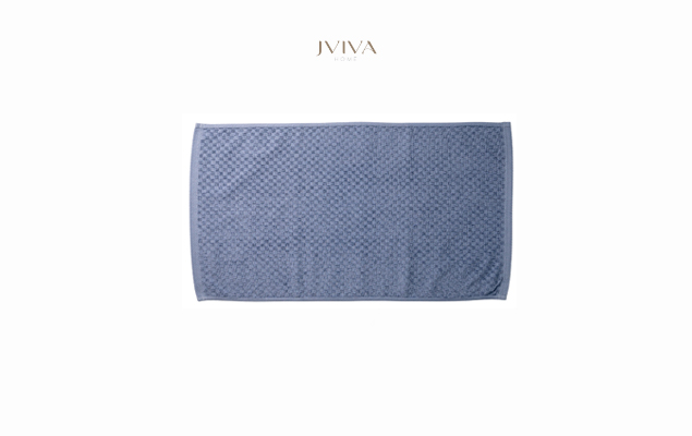 ผ้าเช็ดเท้าคอตตอน Luxe  ขนาด 18x28 นิ้ว (8 ปอนด์) - ลายจุด (Dotted) สีฟ้า Dusty Blue