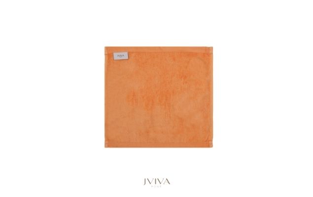 ผ้าเช็ดหน้าใยไผ่ 100% ขนาด 13x13 นิ้ว สีส้ม Orange Sherbet