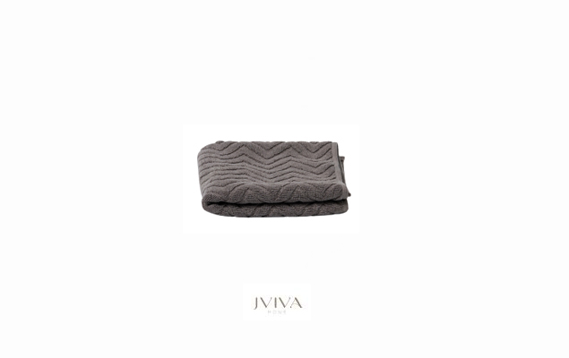 ผ้าขนหนูคอตตอน เช็ดหน้า 12x12 นิ้ว - CottonLuxe Collection_Chevron เทา Grey Charcoal