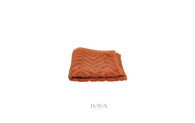 ผ้าขนหนูคอตตอน เช็ดหน้า 12x12 นิ้ว - CottonLuxe Collection_Chevron ส้ม Caramel Orange