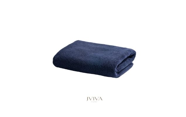ผ้าขนหนูคอตตอน เช็ดผม 15x30 นิ้ว - CottonLuxe Collection_Plain กรมท่า Navy Peony