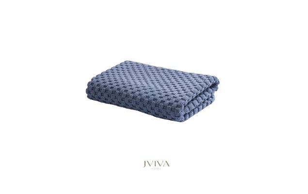 ผ้าขนหนูคอตตอน เช็ดผม 15x30 นิ้ว - CottonLuxe Collection_Dotted ฟ้า Dusty Blue