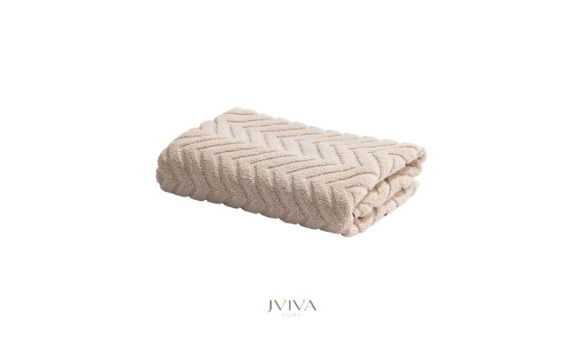 ผ้าขนหนูคอตตอน เช็ดผม 15x30 นิ้ว - CottonLuxe Collection_Chevron เบจ Beige Bone