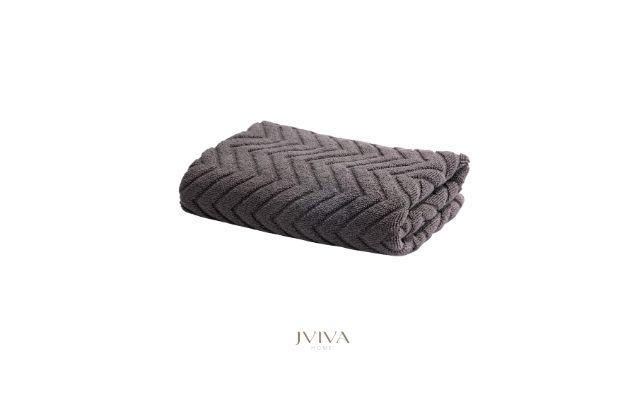 ผ้าขนหนูคอตตอน เช็ดผม 15x30 นิ้ว - CottonLuxe Collection_Chevron เทา Grey Charcoal