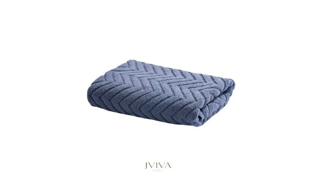 ผ้าขนหนูคอตตอน เช็ดผม 15x30 นิ้ว - CottonLuxe Collection_Chevron ฟ้า Dusty Blue