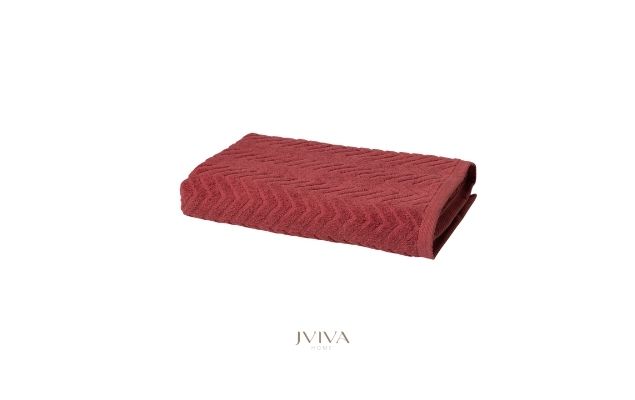 ผ้าขนหนูคอตตอน เช็ดผม 15x30 นิ้ว - CottonLuxe Collection_Chevron แดง Red Berry