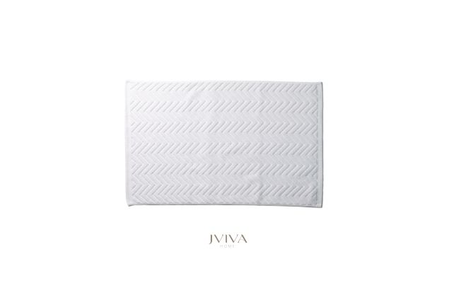 ผ้าเช็ดเท้าคอตตอน 18x28 นิ้ว - CottonLuxe Collection_Chevron ขาว Crystal White